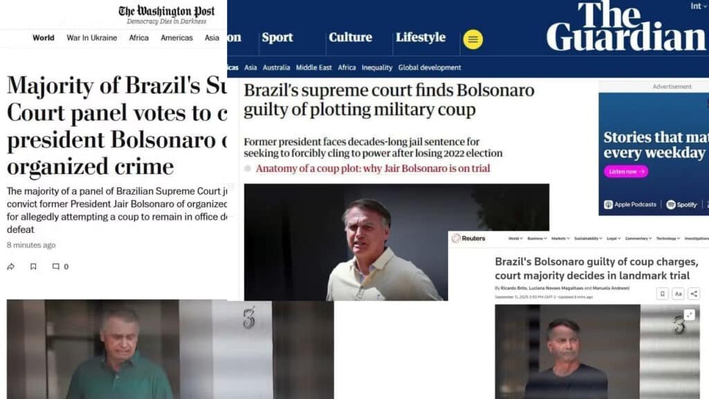 Imprensa internacional repercute condenação de Bolsonaro pelo STF