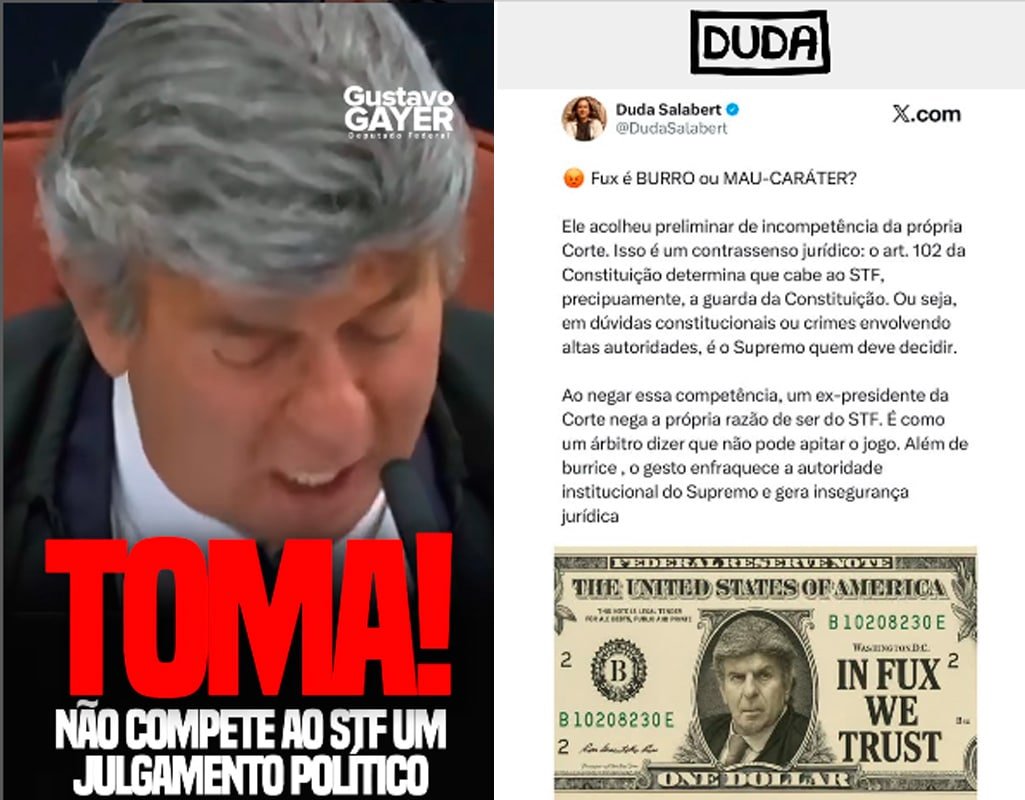 Voto de Fux sobre trama golpista divide opinião pública e redes sociais